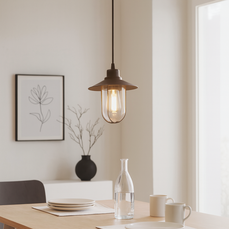 Lámpara Colgante Vintage 26768A-1H | Diseño retro con acabado en negro y dorado